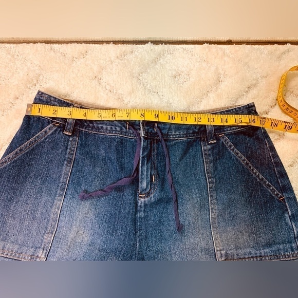 Ruff Hewn 12 Jean Shorts tie waist blue pockets - Picture 12 of 12